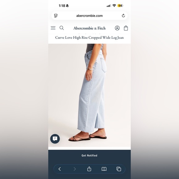 Abercrombie & Fitch Curve Love High Rise Cropped Wide Leg Jean! Size 32!! - Picture 2 of 5